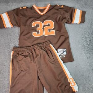 Authentic Throwbacks Jersey Pants Set Boys 12/14 Brown Orange 32 Football 1989
